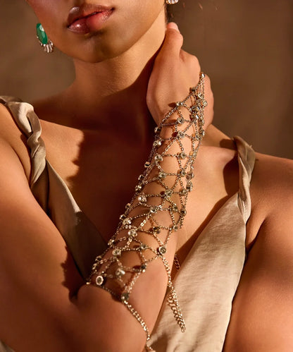 Rhinestone Jaal Hand Harness (Silver)