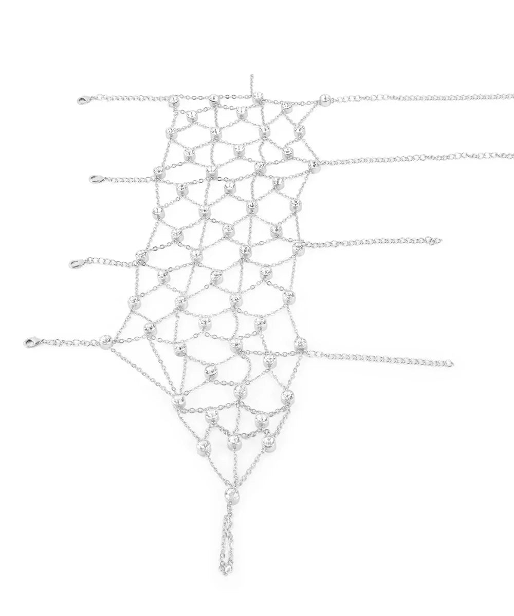 Rhinestone Jaal Hand Harness (Silver)