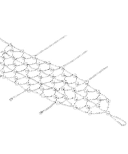 Rhinestone Jaal Hand Harness (Silver)