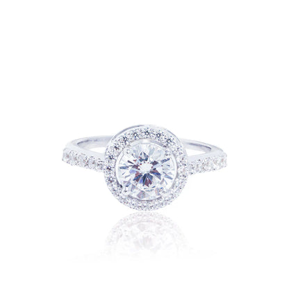 Round Halo Solitaire Ring