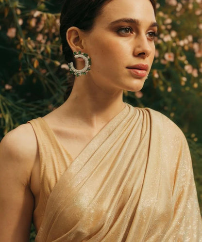 Royal crescent Emerlad diamond earring