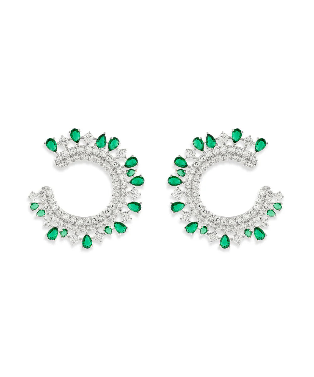 Royal crescent Emerlad diamond earring
