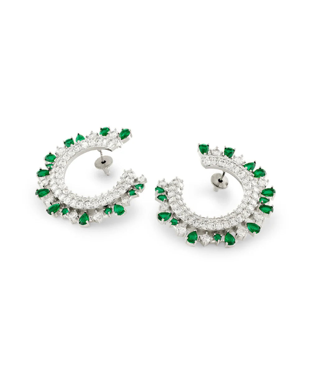 Royal crescent Emerlad diamond earring