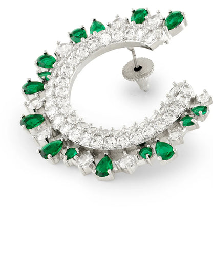 Royal crescent Emerlad diamond earring