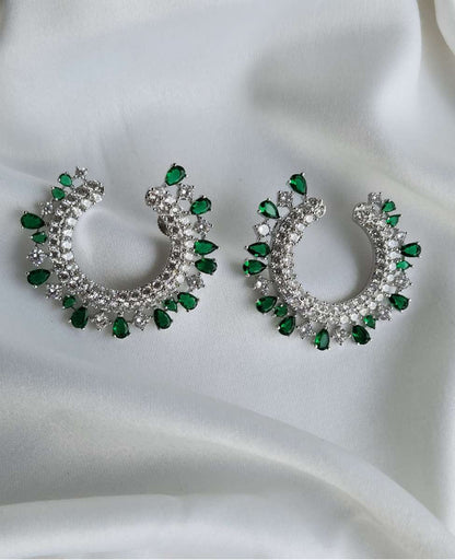 Royal crescent Emerlad diamond earring