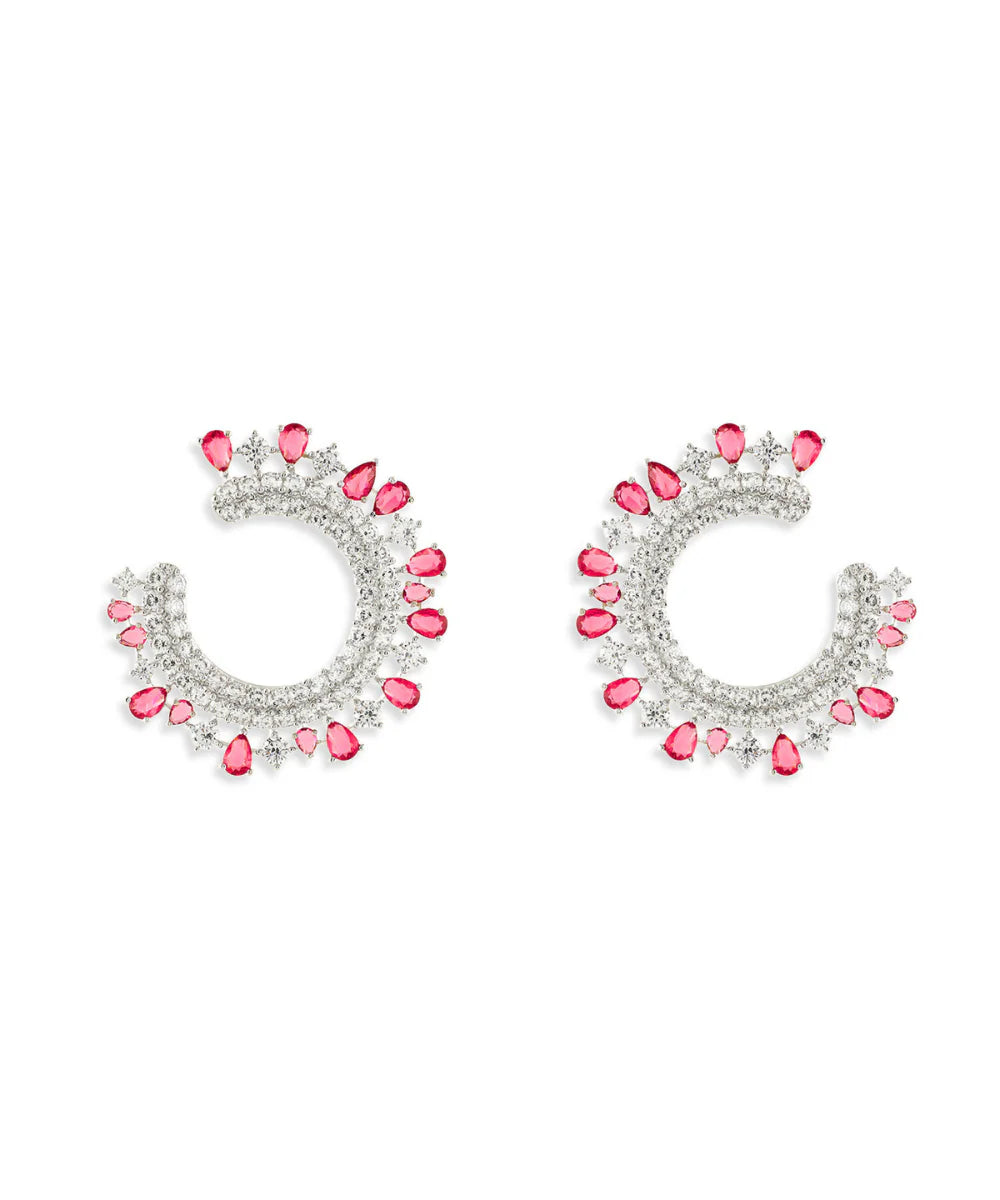 Royal crescent Ruby diamond earring