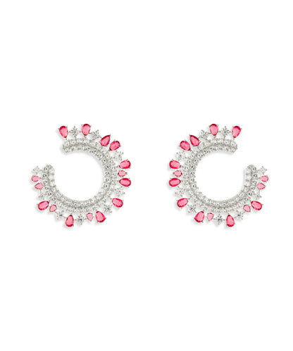 Royal crescent Ruby diamond earring