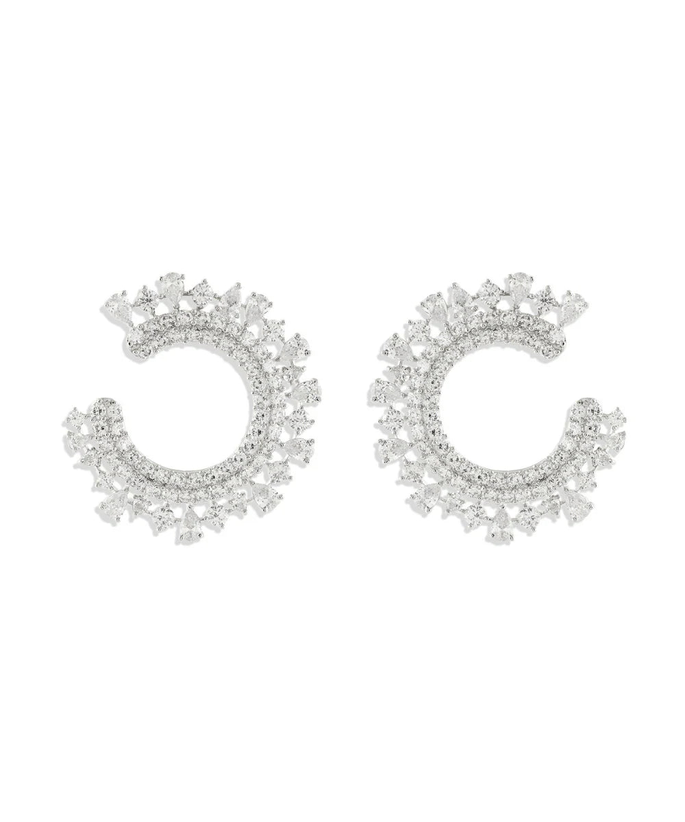 Royal crescent diamond earring
