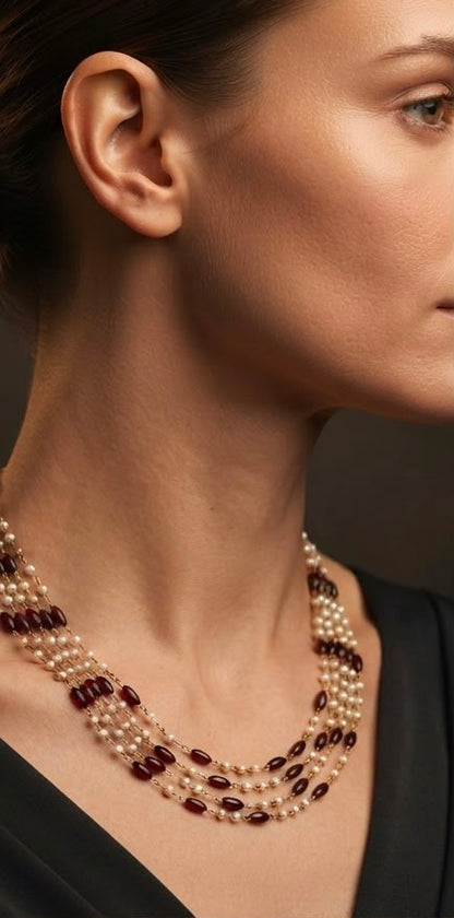 Ruby Cascade Multi-Strand Necklace