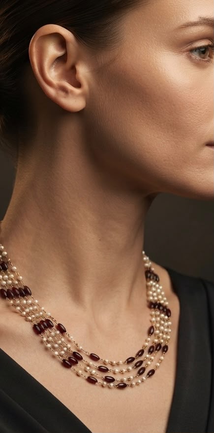 Ruby Cascade Multi-Strand Necklace