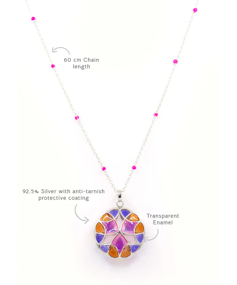 Rust Pink Kaleidoscope Treasure Pendant