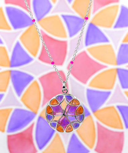 Rust Pink Kaleidoscope Treasure Pendant