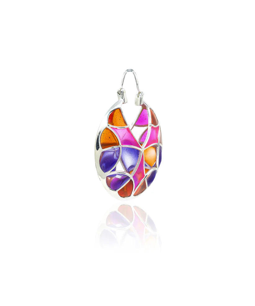 Rust Pink Kaleidoscope Varichrome Hoop Earrings