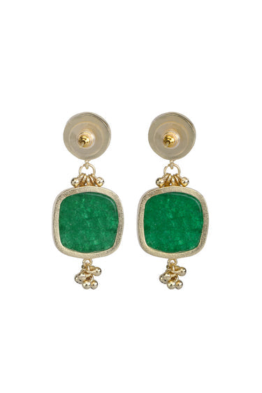 SQUARE STONE SHORT EARRINGS
