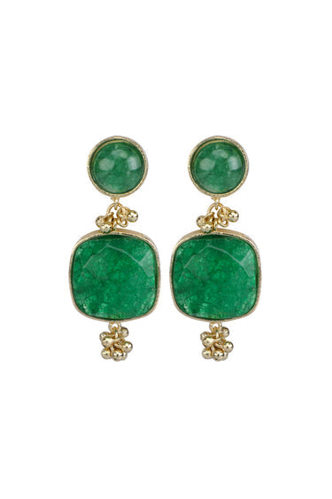 SQUARE STONE SHORT EARRINGS