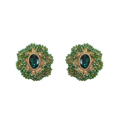 Amy Baroque Crochet Beaded Button Earrings