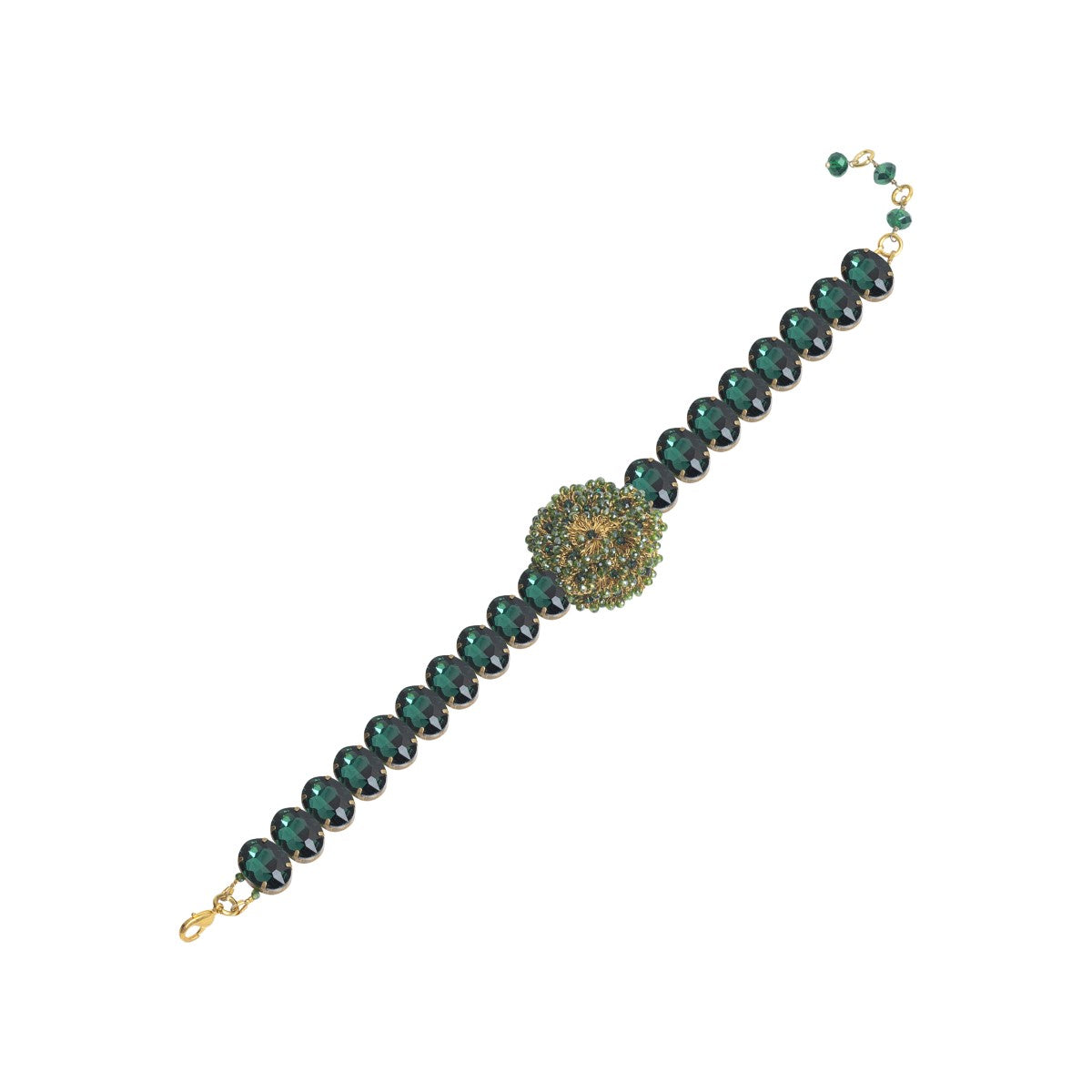 Minakshi Crystal Crochet Mesh Flower Shaped Necklace