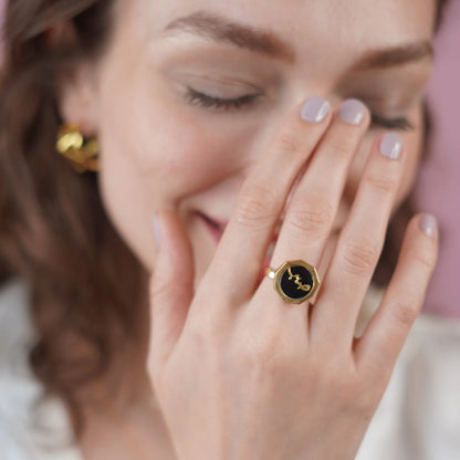 Sabr (Patience) Black Onyx Ring