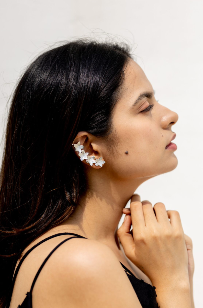 MOGRA CUFFS - SILVER EARRINGS