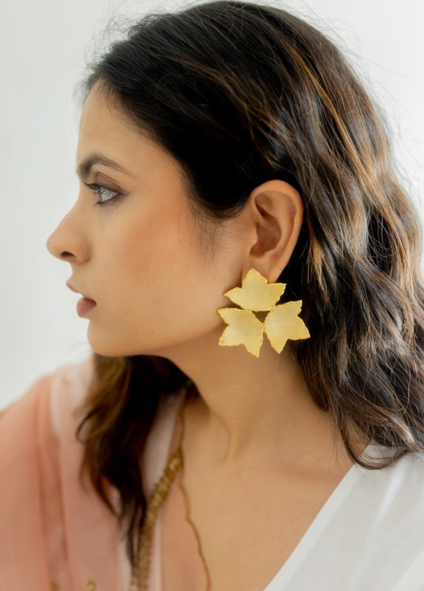 MOGRA STUDS GOLDEN EARRINGS