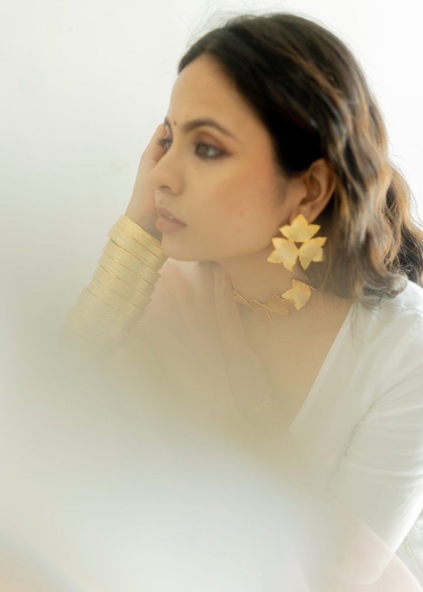 MOGRA STUDS GOLDEN EARRINGS