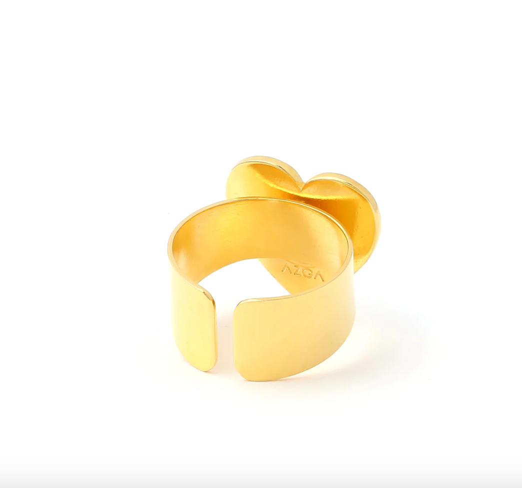 HEART EYE ADJUSTABLE RING - IVORY GOLD