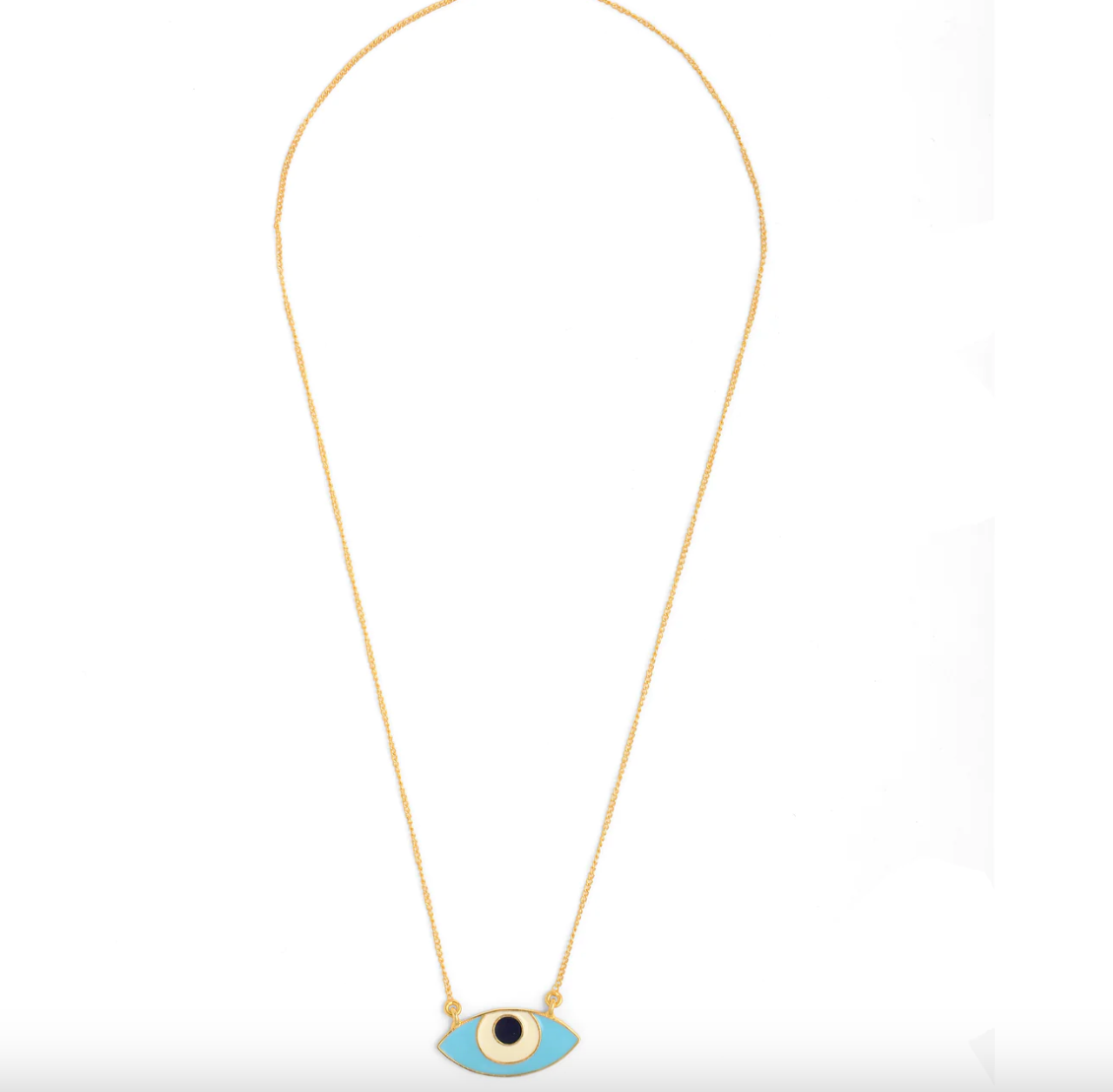 EVIL EYE ENAMEL NECK CHAIN - TURQUOISE GOLD