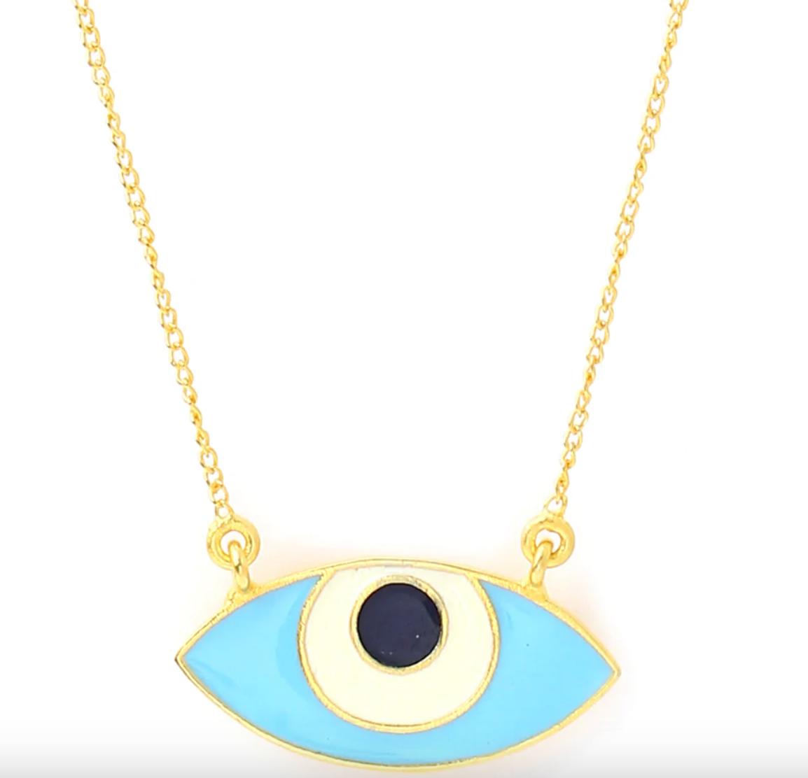 EVIL EYE ENAMEL NECK CHAIN - TURQUOISE GOLD