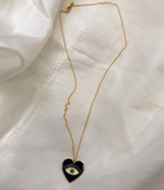 Load image into Gallery viewer, HEART EYE ENAMEL NECK CHAIN - BLUE GOLD
