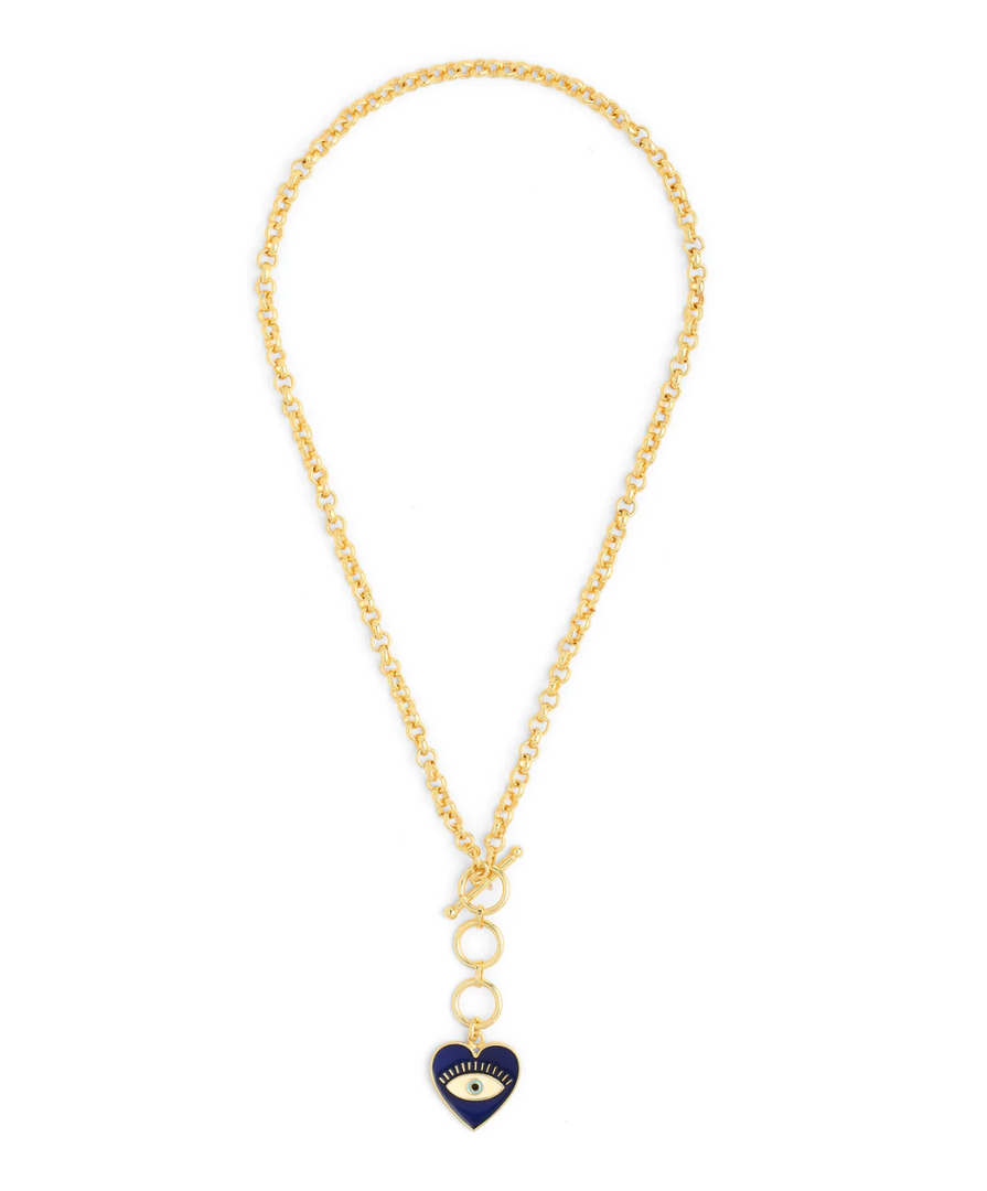 HEART EYE TOGGLE NECK CHAIN - GOLD