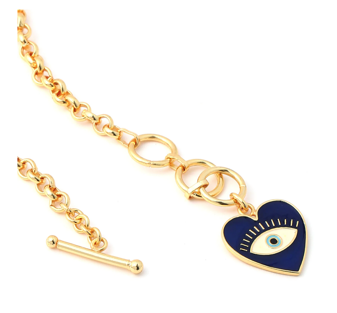 HEART EYE TOGGLE NECK CHAIN - GOLD