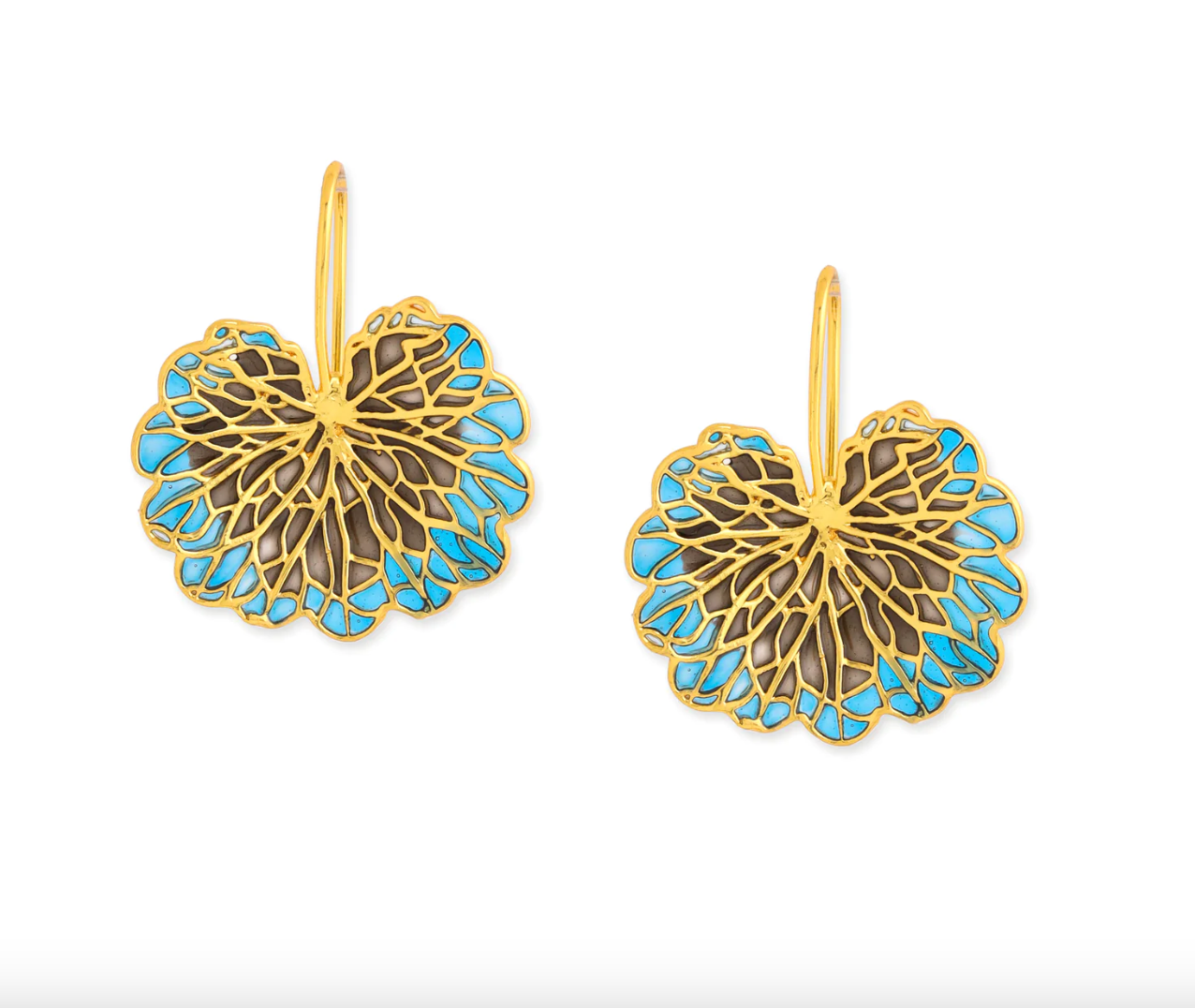 LEAF EARRINGS - COBALT & BLACK