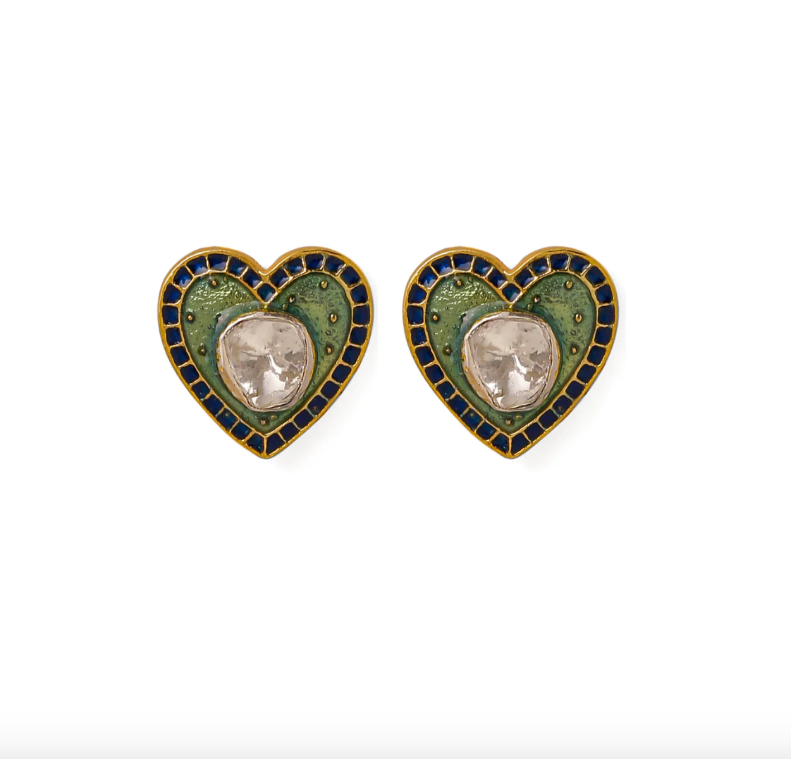 DIL POLKI STUDS - GREEN