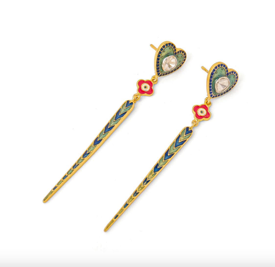 DIL TILA LINEAR EARRINGS - GREEN