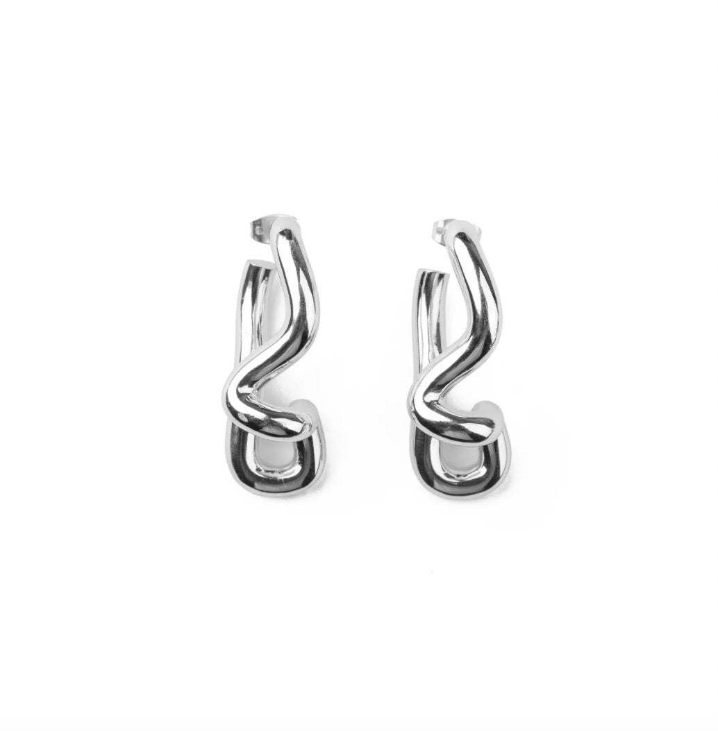 FREEFORM SILVER HOOPS