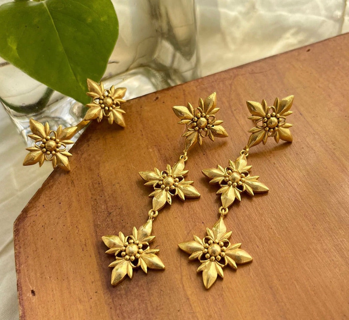 SUNEHRI LONG EARRINGS