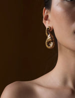 Load image into Gallery viewer, WABI EARRINGS- GOLD &amp; OXIDISED
