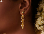 Load image into Gallery viewer, DIVINE PEARL DROPS EARRINGS WITH MIRROR POLKI AND PEARLS
