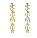Load image into Gallery viewer, DIVINE PEARL DROPS EARRINGS WITH MIRROR POLKI AND PEARLS
