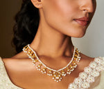 Load image into Gallery viewer, LOTUS DROPS PEARL NECKLACE IN WHITE ENAMEL
