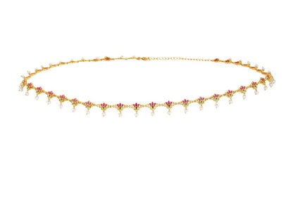 THREADS OF LOTUS LONG NECKLACE IN PINK ENAMEL