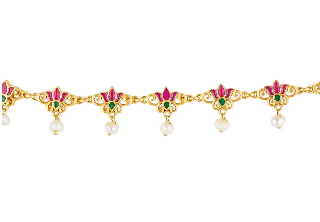 THREADS OF LOTUS LONG NECKLACE IN PINK ENAMEL