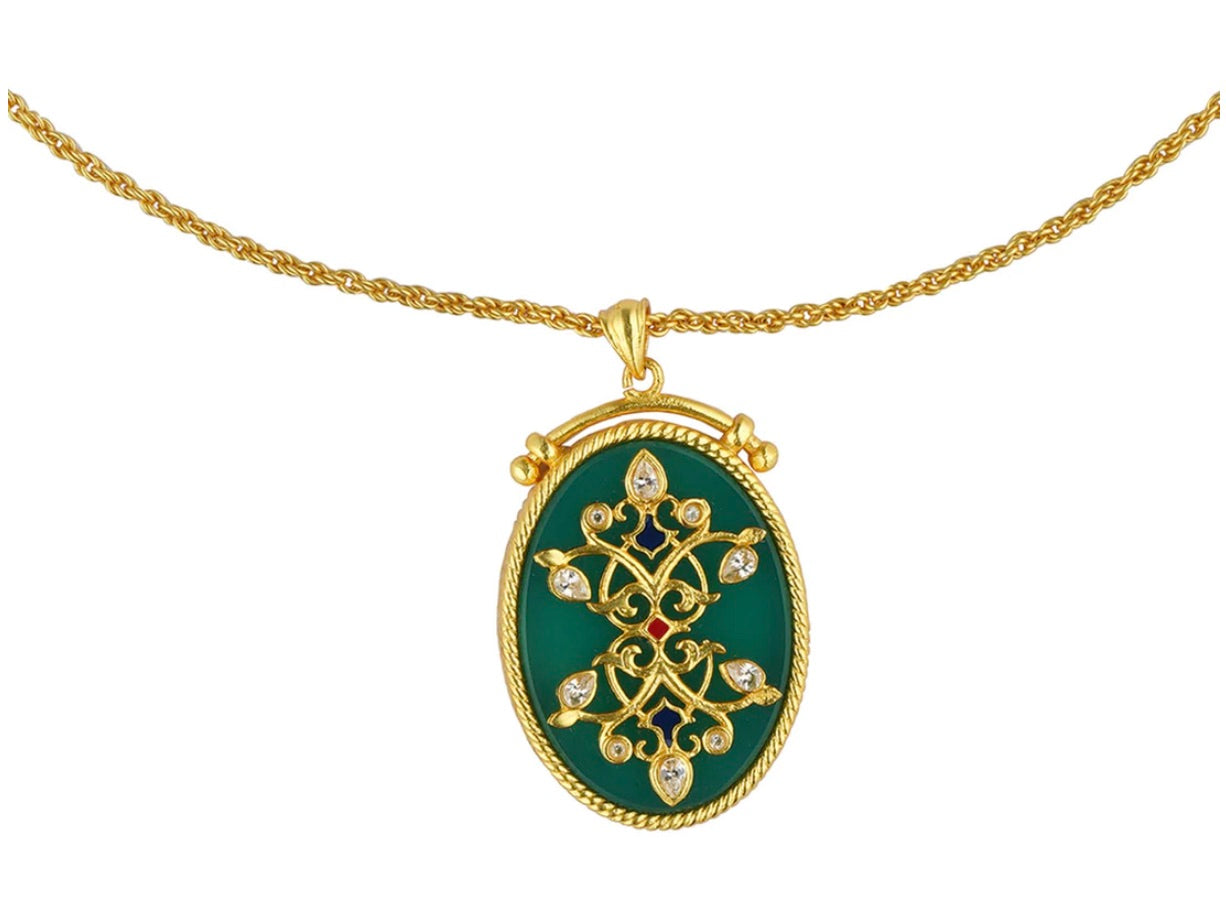 REFLECTION OF YOU GREEN ONYX PENDANT NECKLACE