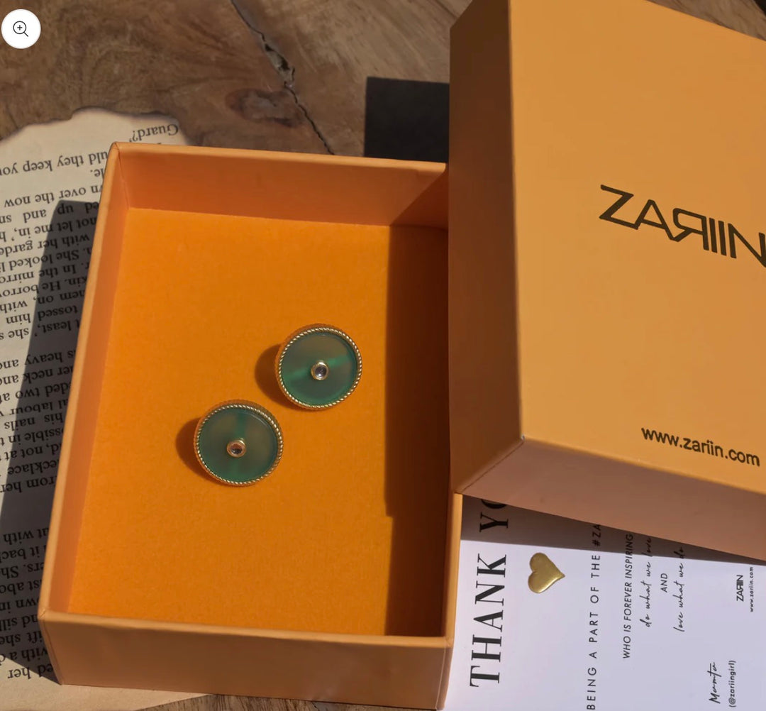 MODERN BEGUM GREEN ONYX STUD EARRINGS