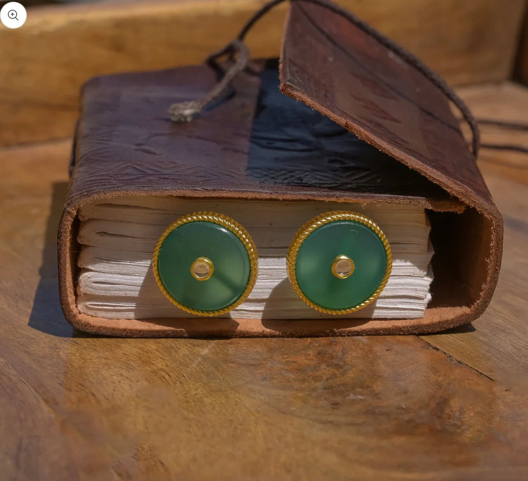 MODERN BEGUM GREEN ONYX STUD EARRINGS