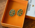 Load image into Gallery viewer, REFLECTION OF YOU GREEN ONYX STUD EARRINGS
