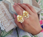 Load image into Gallery viewer, GLORY LOTUS OPEN RING IN WHITE ENAMEL
