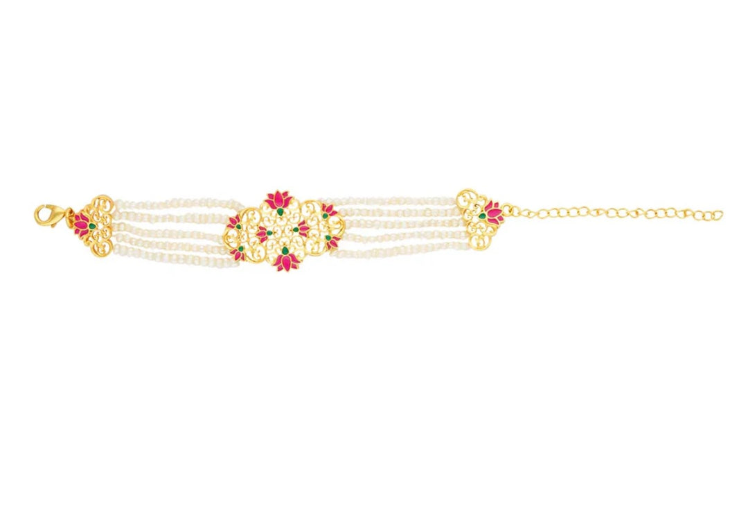 MAHARANI LOTUS BRACELET IN PINK ENAMEL