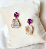 Load image into Gallery viewer, AMETHYST AND WHITE DRUZY DROP
