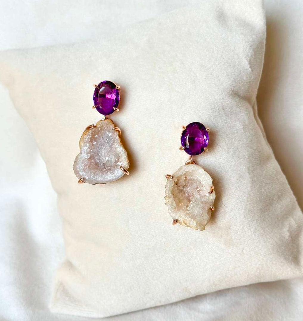 AMETHYST AND WHITE DRUZY DROP